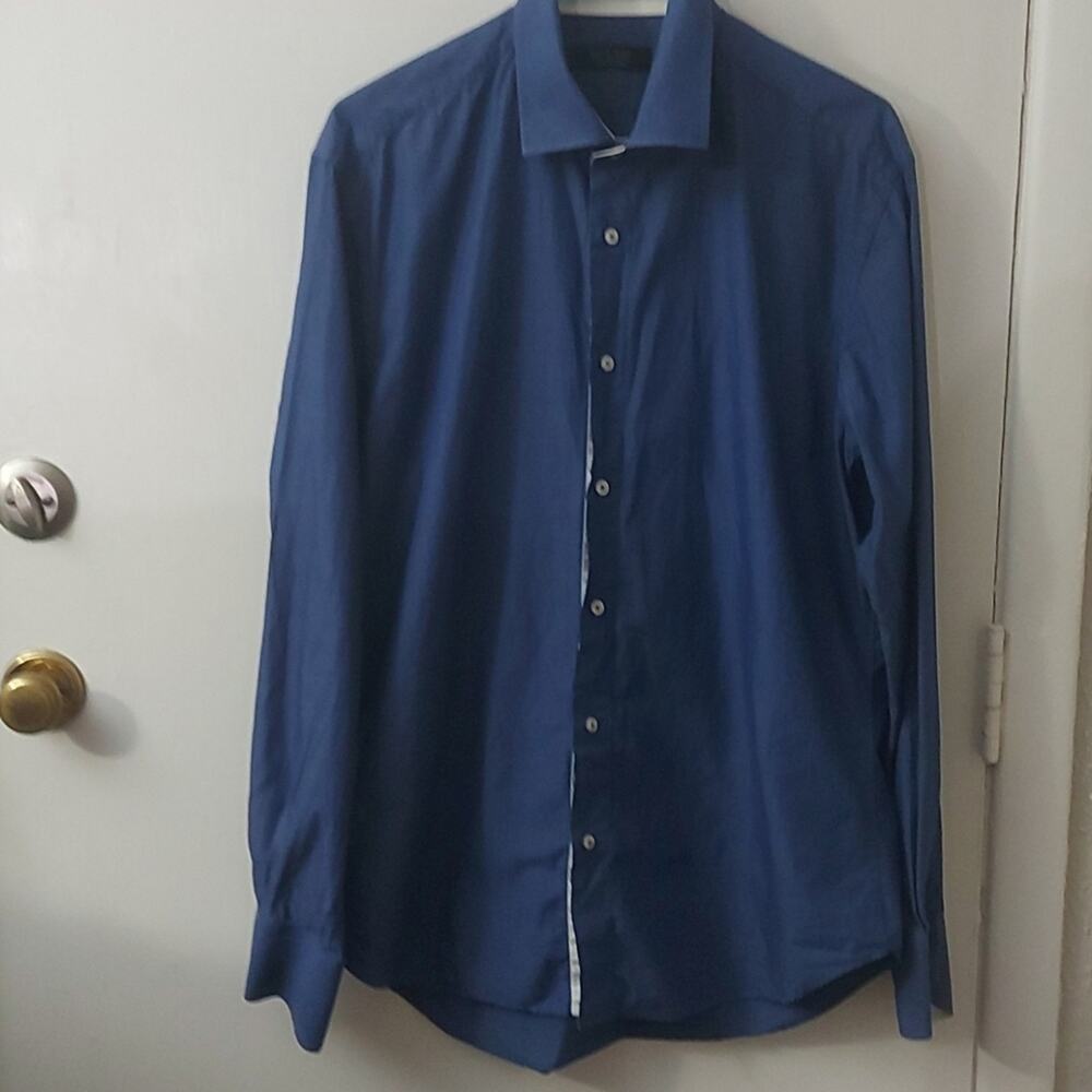 Zara Man Dark Blue Dress Shirt 16 Corporate Casual Classic Preppy Quiet Luxury